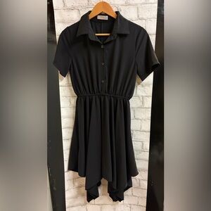 Asymmetrical Handkerchief Bottom Elegant Black Dress